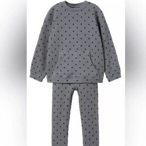 Zara kids girls PREMIUM WAFFLE-KNIT SET. Grey and Black, Size 3-4T